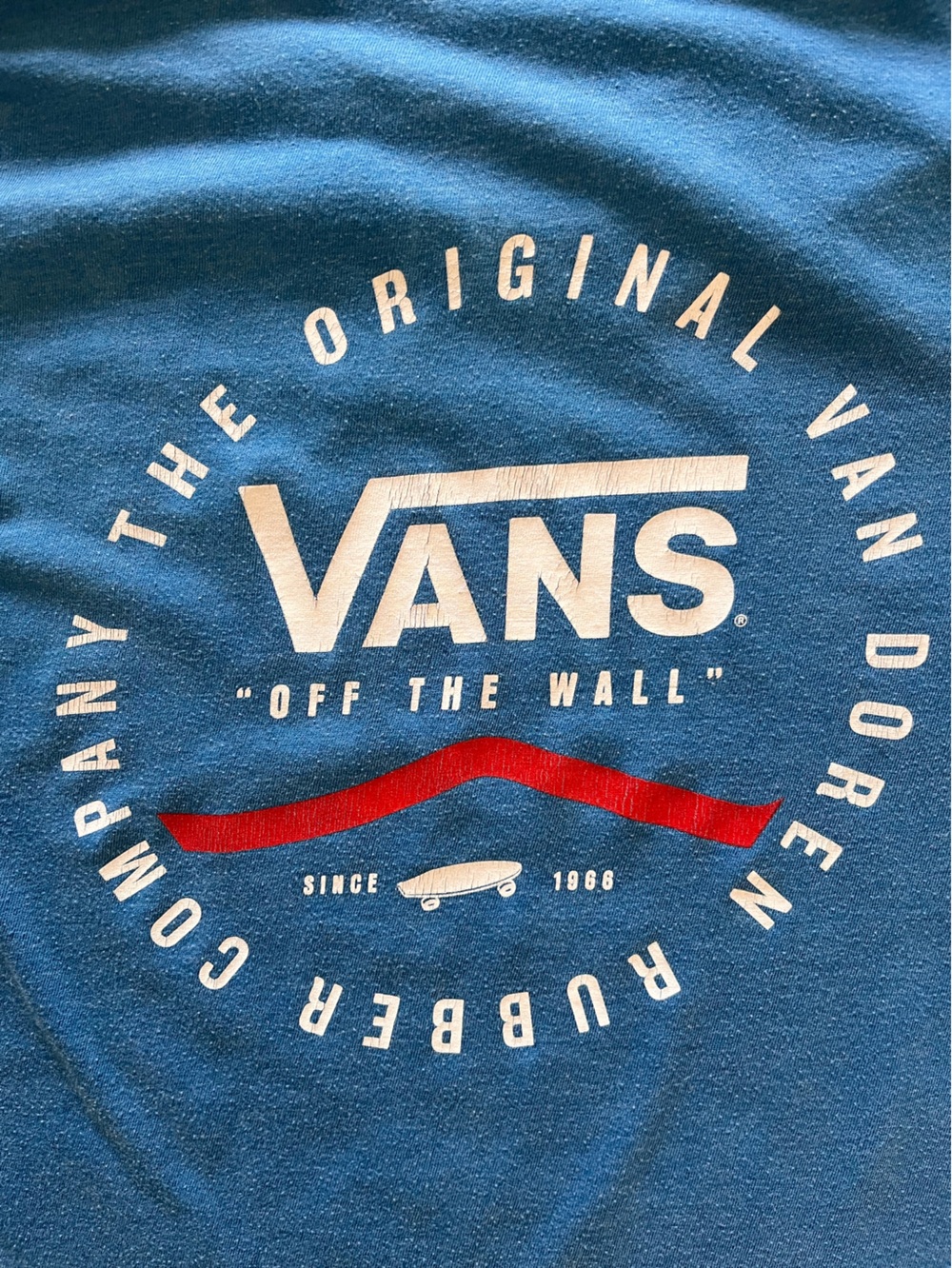 Vans "Off The Wall" Logo Tee - Blue with White & Red Print